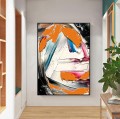 Impasto abstract strokes orange by Palette Knife wall art minimalism